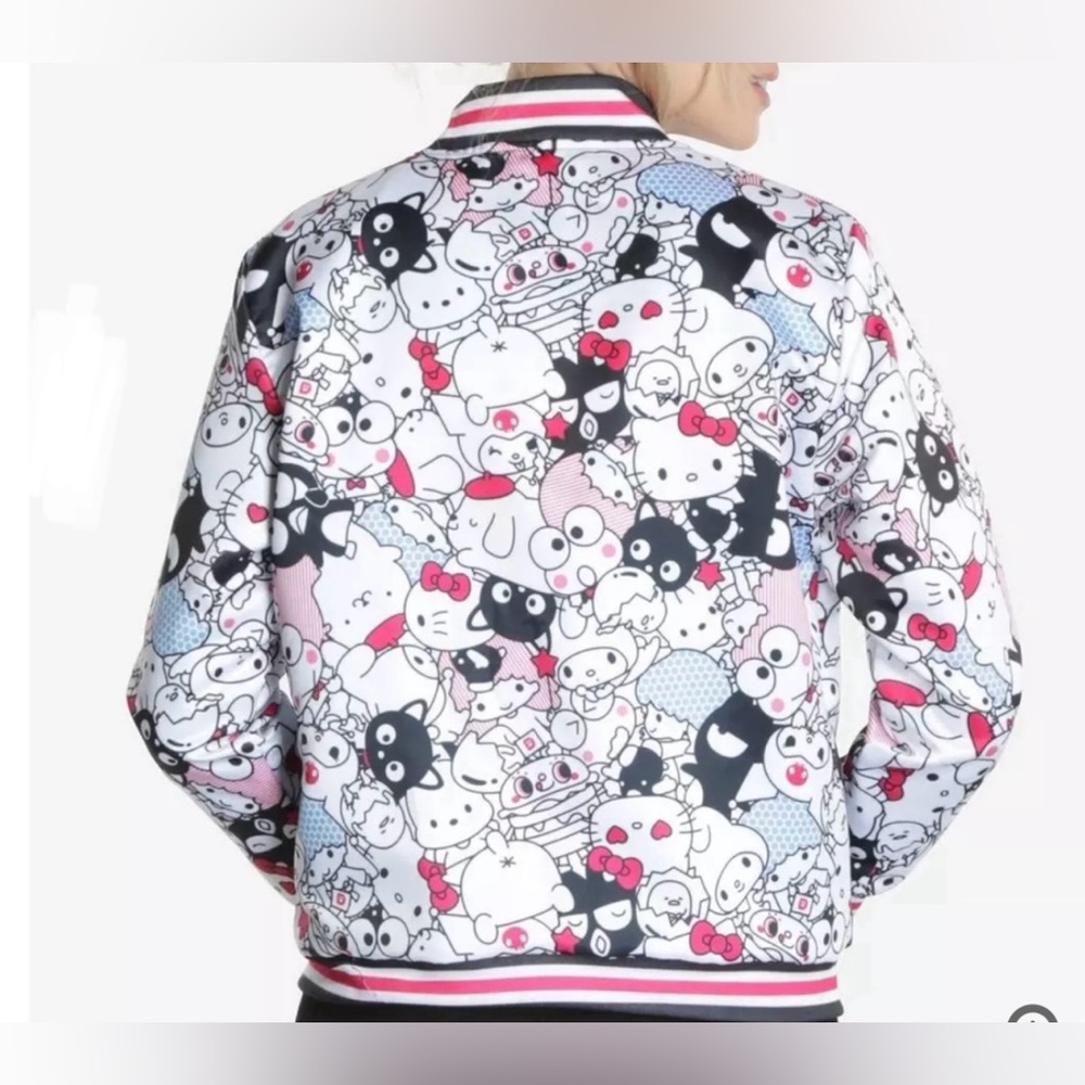Japan LA Hello Kitty Sanrio lightly used Reversible Satin Bomber Jacket - Picture 2 of 9